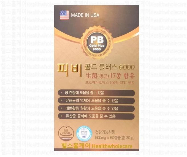 피비 골드 플러스 6000 미국산 유산균 box, 1개, 60정 - 쿠팡