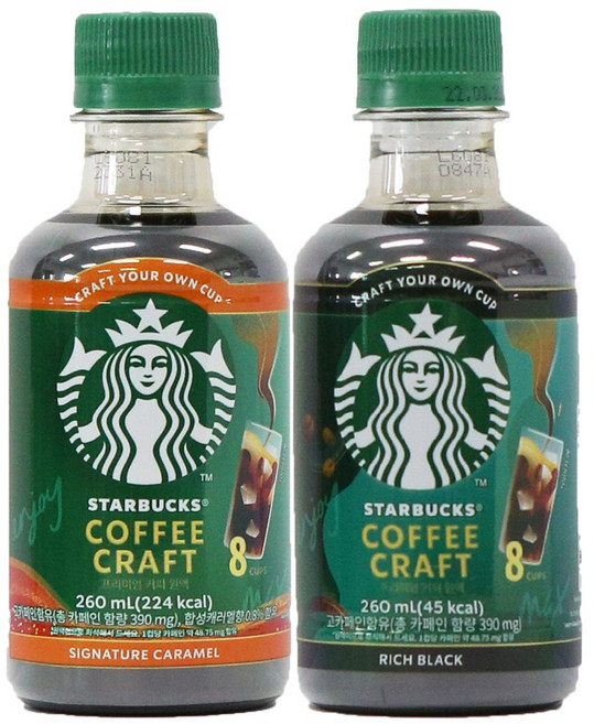스타벅스 커피 크래프트 프리미엄 커피 원액 2종 블랙 캐러멜, 2개, 260ml