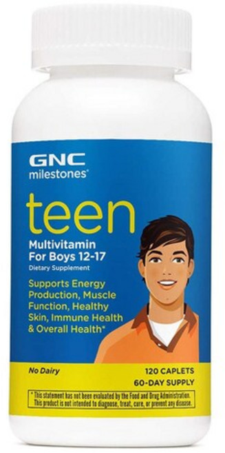 GNC 틴 남자아이 멀티비타민 120캡슐 만 12-17세 Multivitamin, 1개, 120정