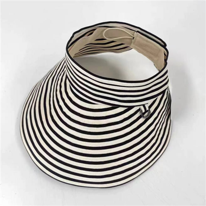 스트라이프 롤 와이어 썬 캡 (햇빛 자외선 차단 사계절 돌돌이 모자)