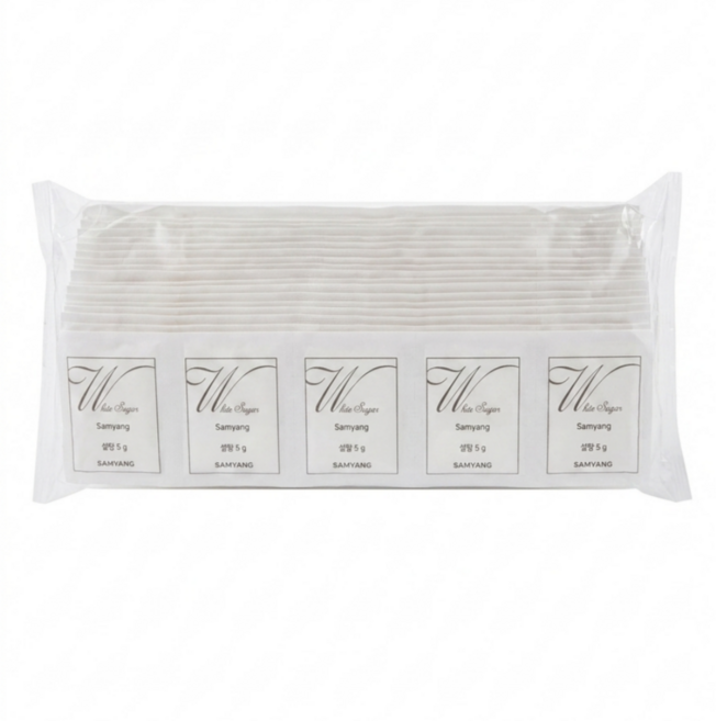 큐원 사각 미니 백설탕 흰설탕 정백당 소포장, 100개, 5g