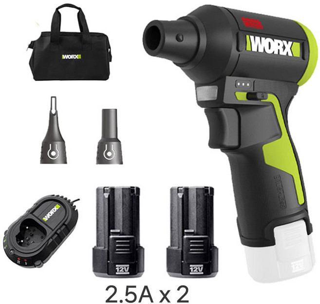 웍스 WU094 2.5듀얼 미니 무선 송풍기 12V 에어건 제트팬 차량용 세차용 소형 너구리해외쇼핑, 1개