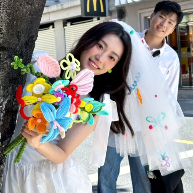 솔레르 러블리한 셀프 웨딩 베일 면사포 스냅촬영 숏베일