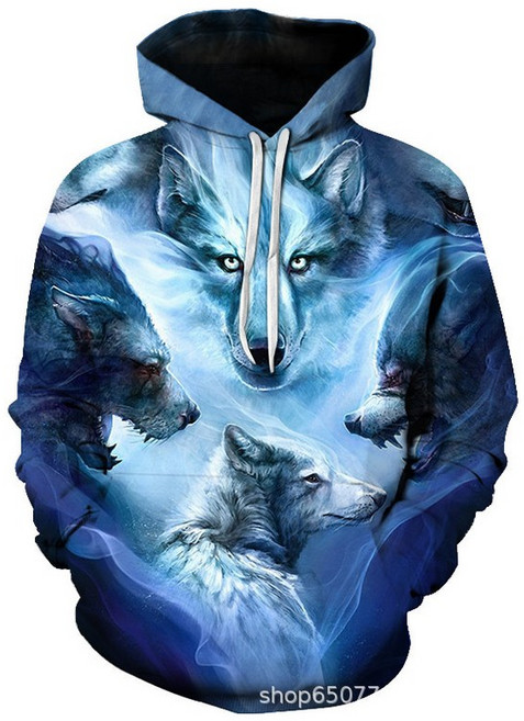 남자 3D 긴팔 맨투맨 초원늑대 캐쥬얼 프린트 후드티 야광 늑대인간 뉴타임즈 01CW1112