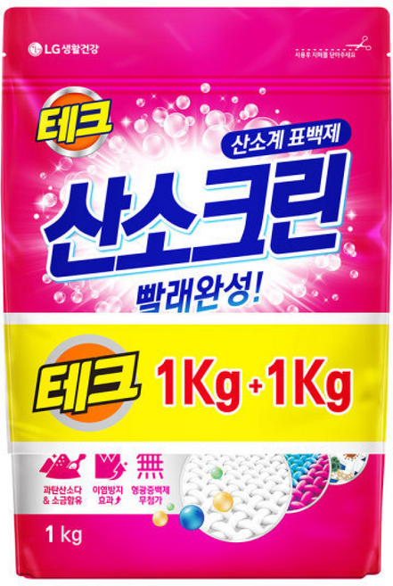 (본사직배송)테크 산소크린 분말 표백제 +(총 ), 1개, 2kg