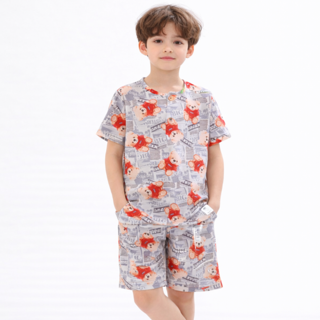 온웨어 아동용 프리미엄 쿨스판 소프트터치 테디뉴스 반팔 상하의 세트