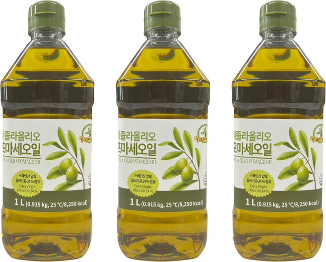 비졸라 포마스 올리브오일 엑스트라버진 25% 혼합, 3개, 1L