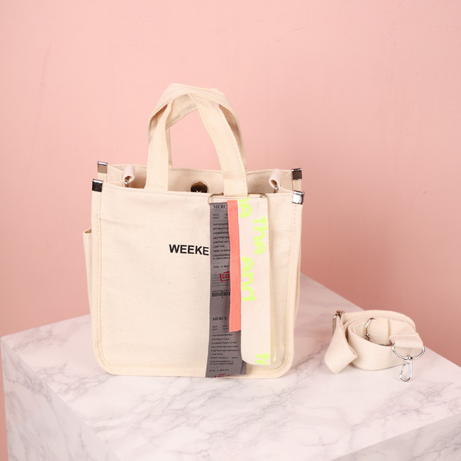 더히 위크엔드 사각 미니 캔버스 에코백 토트백 크로스백