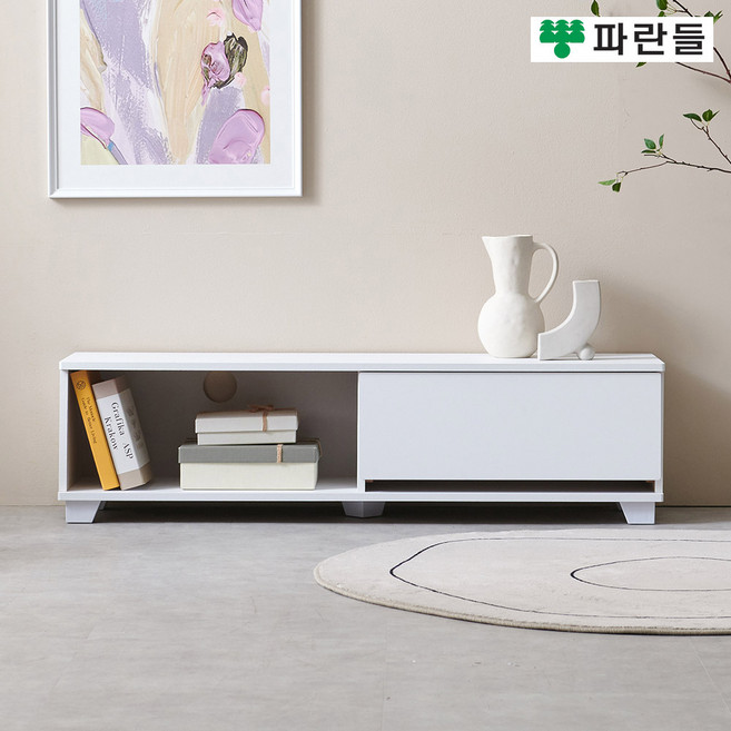 파란들가구 원서랍 1200 TV거실장 티비다이 거실수납장, 그레이화이트