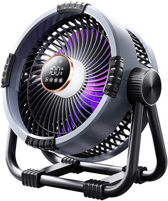 야외 캠핑 팬 충전식 휴대용 무선 텐트 천장팬 선 후크 속도 조절, 2. Orange