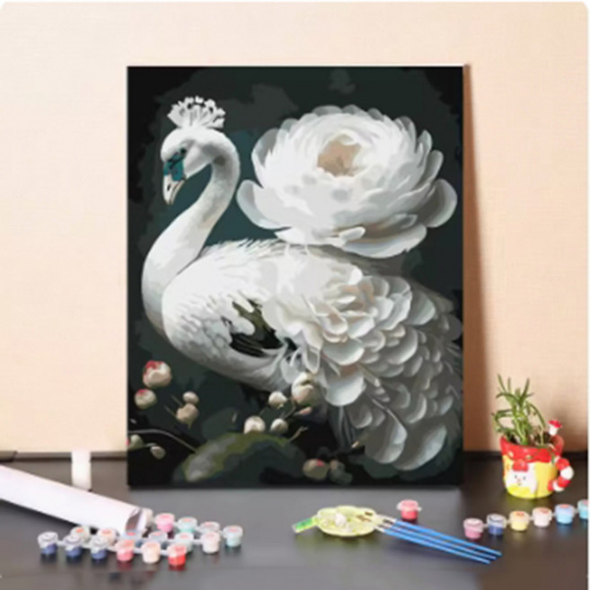 푸아이 명화그리기 부귀 공작 모란꽃 모음10종 캔버스 두꺼운액자 유화그리기 소형-대형사이즈, 40x50cm, NO.8, 1개