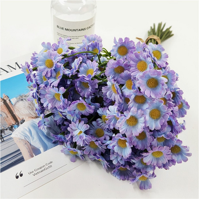 마벨인홈 조화 풍성하고 예쁜 캐모마일 꽃 세트 18P, 퍼플, 1개