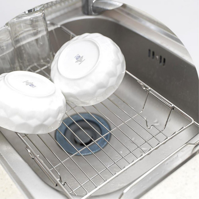 1인가구 싱크대거치용 늘어나는 스탠 미니그릇건조대 식기물빠짐, 슬라이드 씽크개수대, 1개