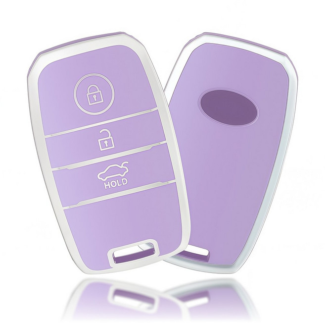 OFFCURVE 기아 자동차 엣지라인 3버튼 모닝 레이 풀커버 스마트키 키커버 키홀더 호환 스포티지 셀토스 쏘렌토 카니발 니로 K5, 보라색은