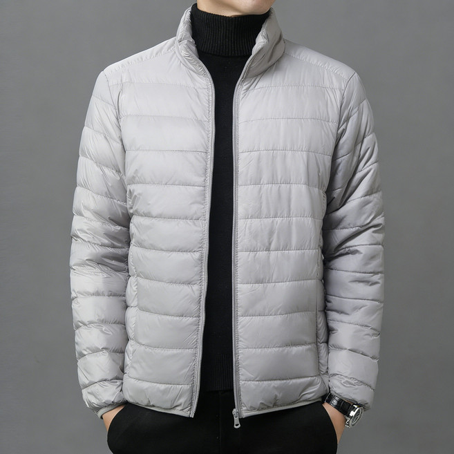TIMEPURE 남성 경량 면 패딩 아우터 하이넥 경량 코트 중년 청년 봄 가을 간절기 면 패딩 자켓 보온성 스타일 겸비 남성용 캐주얼 점퍼
