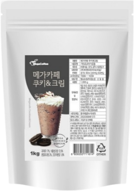 메가카페 쿠키앤크림 파우더, 1kg, 5개, 1개입