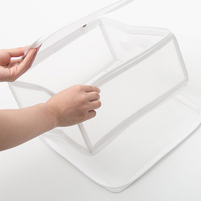 이불정리수납함 옷보관박스 접이식 반투명 정리파우치