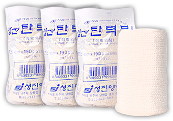 성진 탄력붕대 3인치(7.5cmx190cm) 3개 압박붕대, 1세트, 3개입