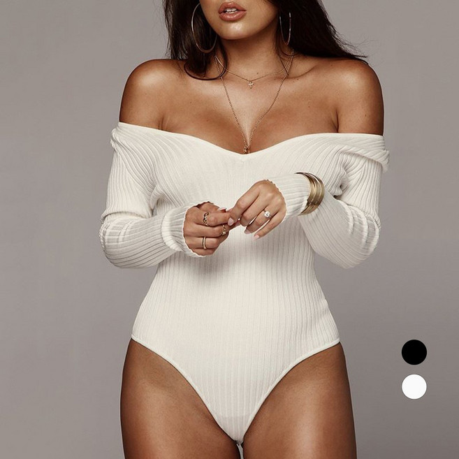 걸포유 오프숄더 바디수트 긴팔 여자 바디프로필 촬영 컨셉 의상