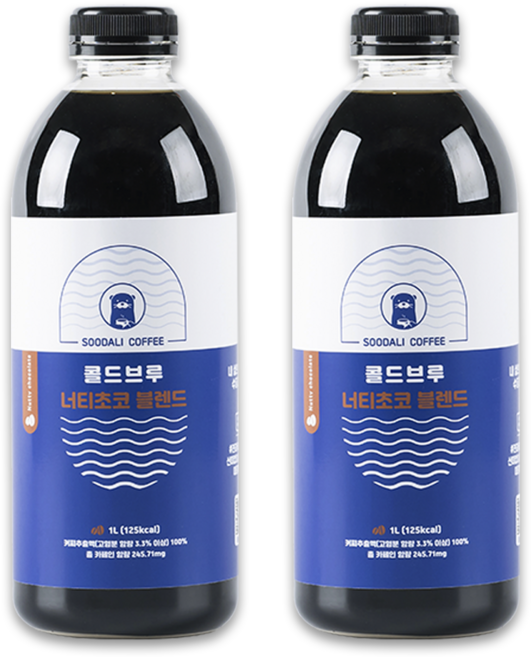 수달리커피 고소한 너티초코 콜드브루 더치커피 대용량, 1개, 2개입, 1L