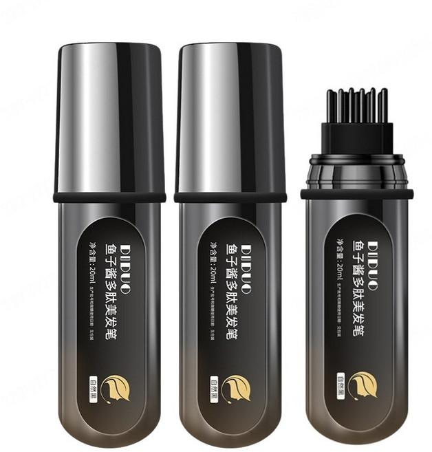 [1초 새치순삭] 고급캐비어 펩타이드 헤어마스카라 새치커버 스틱 뿌리염색 커버 틴트 (묻어남 ZERO), [2개] 흑갈색*2