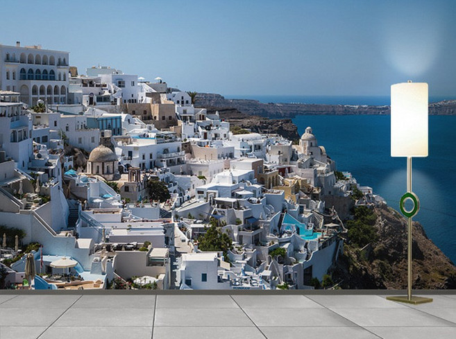 포토-17PH347 산토리니 여행 휴양 지중해 그리스 Santorini (by Mariamichelle) 3폭(주문 제작도 가능), 합지 2640x2400mm (130900원)