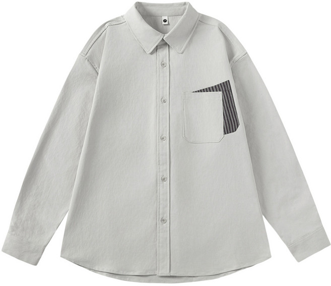 楓舍男裝 /長袖襯衫男士翻領工裝寬鬆襯衣外套日系復古2026春新款