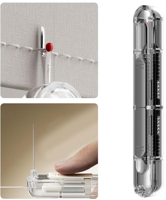 루베이 2in1 실꿰기 + 실밥제거기 자유 신축 쾌속 실 꿰기 실밥커팅/바늘꿰기/재봉, 1개, 블랙