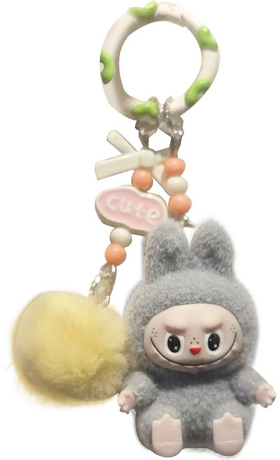 라부부 키링 열쇠고리 미니 labubu 귀여운 핸드폰 가방고리, 1개, 회색