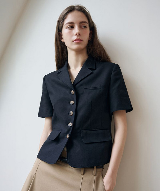 (국내매장정품) 드로우핏 우먼 DRAWFIT WOMEN 린넨 반팔 테일러드 자켓 [BLACK] DFWMJK5202BK 199419