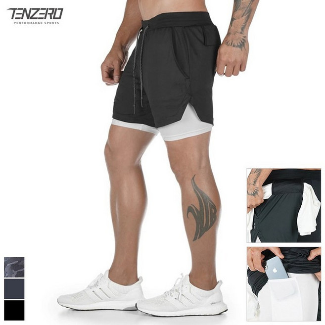 텐제로 러닝패션 남성 5부 반바지레깅스 조깅팬츠 이너포켓 수건걸이 헬스 자전거 등산 TZ25_SP25M