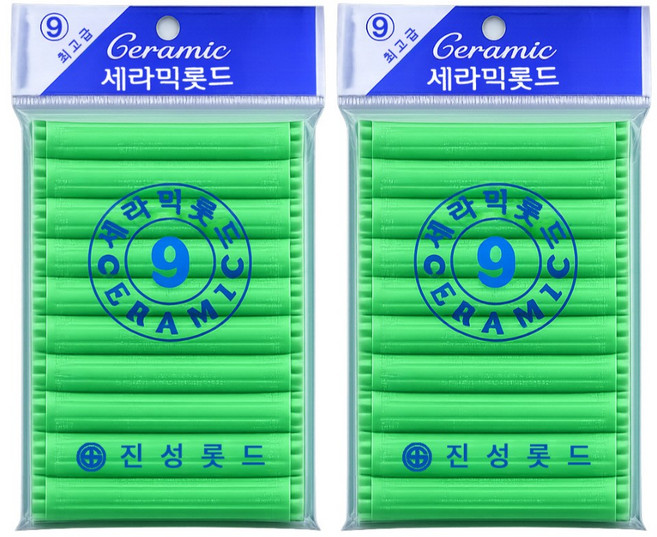오라이브 진성 셀프파마 세라믹 헤어 롯드 9호, 2개, 연두