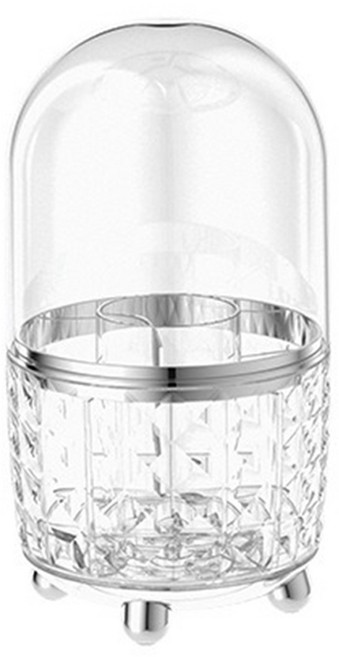 화장 브러시 수납함 투명 뚜껑 디자인 회전식 구조 대용량 화장품 수납함 먼지 방지 뚜껑 화장대 정리 도구 욕실용 수납 용품, 1개, silver