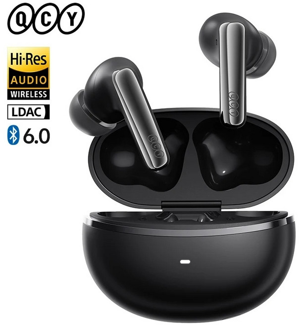 QCY 멜로버즈 N70 무선 이어폰 ANC 노이즈캔슬링 LDAC, 검은색