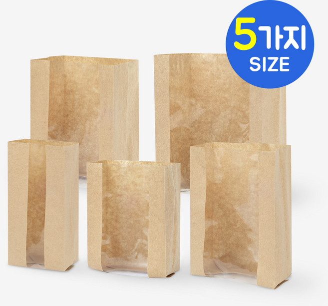 나우스팩 크라프트 창봉투 (100장) - 5가지 사이즈, 크라프트 창봉투 3호 (130x70x230) 100장, 1개