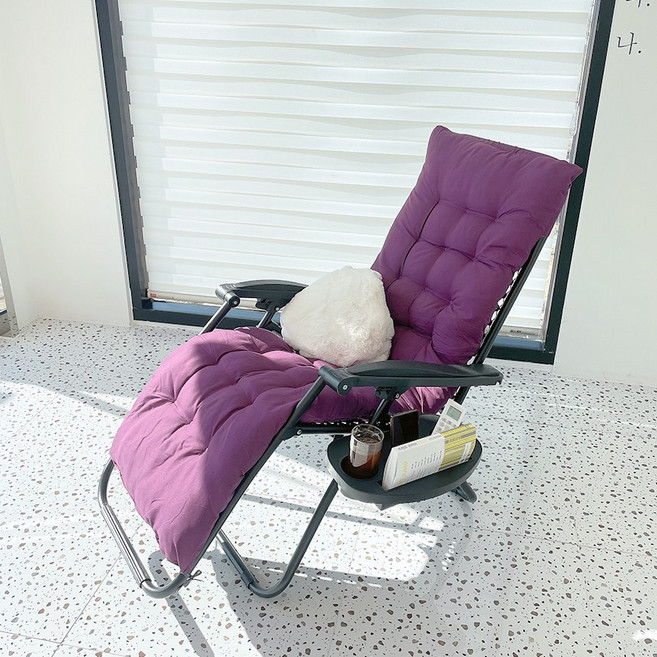 하늘마루체어 의자+쿠션패드+헤드쿠션+테이블트레이 1인용 무중력의자 접이식 리클라이너 수유의자 눕는 안락 독서 의자, 쿠션 퍼플