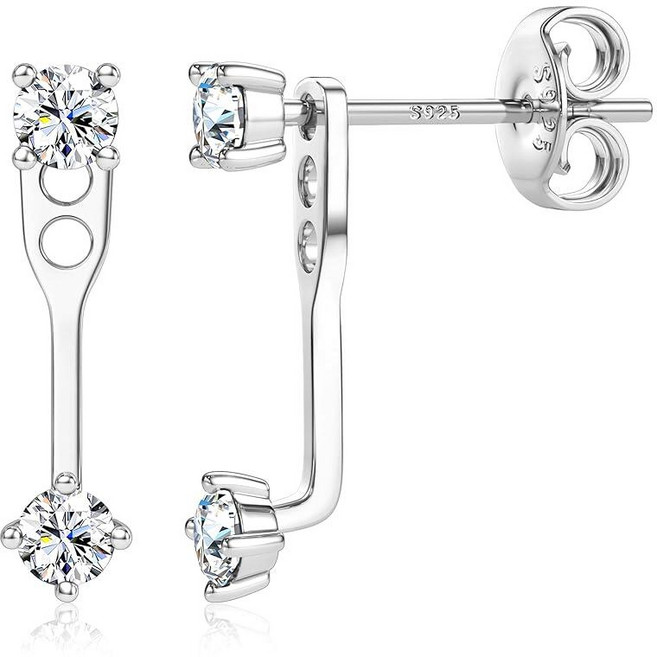 Blahanna Moissanite 스터드 귀걸이 925 스털링 실버 귀걸이 재킷 여성용 남성용 저자극성 18k 골드 충전 스터드 트렌디 선물 D 색상 VVS1 투명도 순은