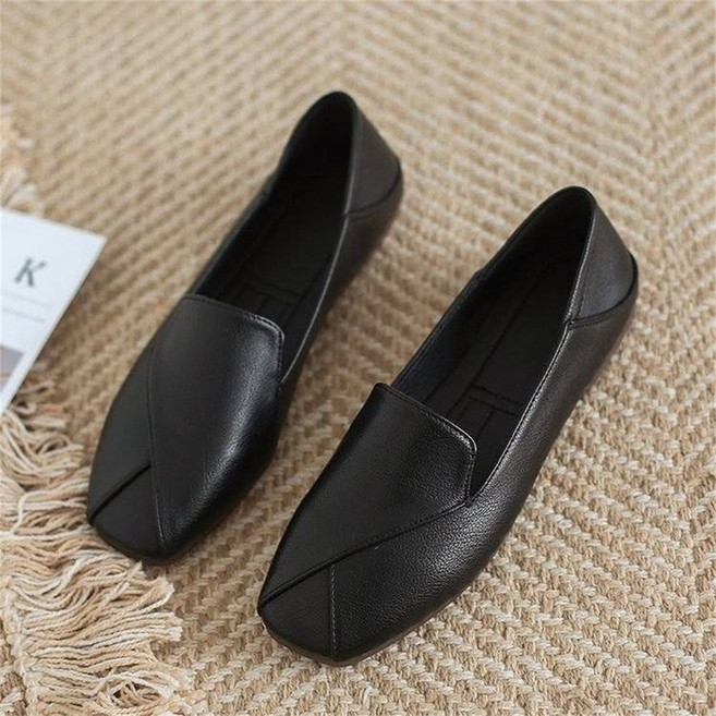 TKX 여성용 심플 로퍼 편안한 가죽 플랫 슈즈 가벼운 소재 깔끔한 봄 가을 착용
