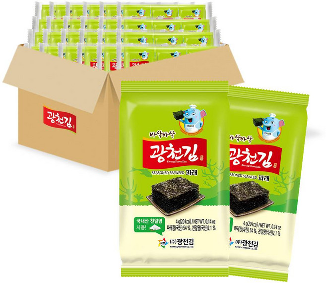광천김 바삭바삭 파래도시락김 4g 72봉(1BOX), 72개