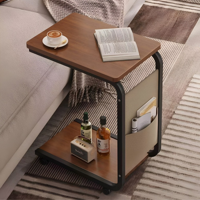 하루 침대 소파 협탁 이동식 사이드테이블 티테이블, 월넛