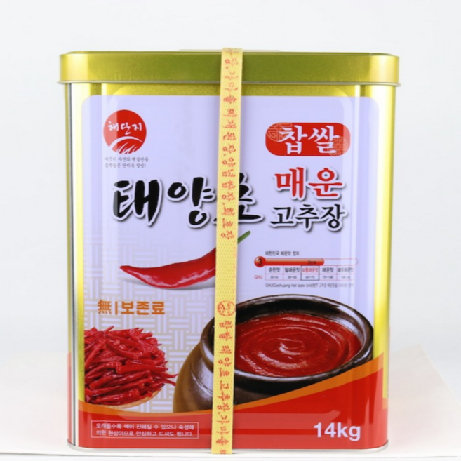 해단지 찹쌀 태양초 매운 고추장 14kg, 1개