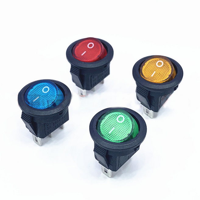 LED 원형 스위치 DC12V AC220V 4색 시소 똑딱이 스위치, 1개, 선택1(220V)-레드