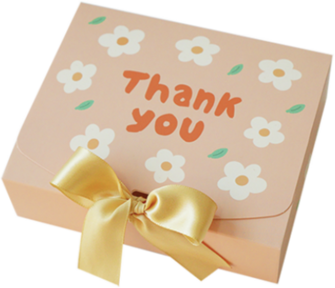 도나앤데코 직사각 선물 포장 상자 중 5p + 리본 5p, 데이지 살구., 10세트