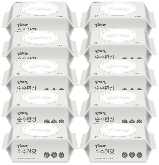 크리넥스 순수한장 물티슈 캡형, 10개, 100매, 37g