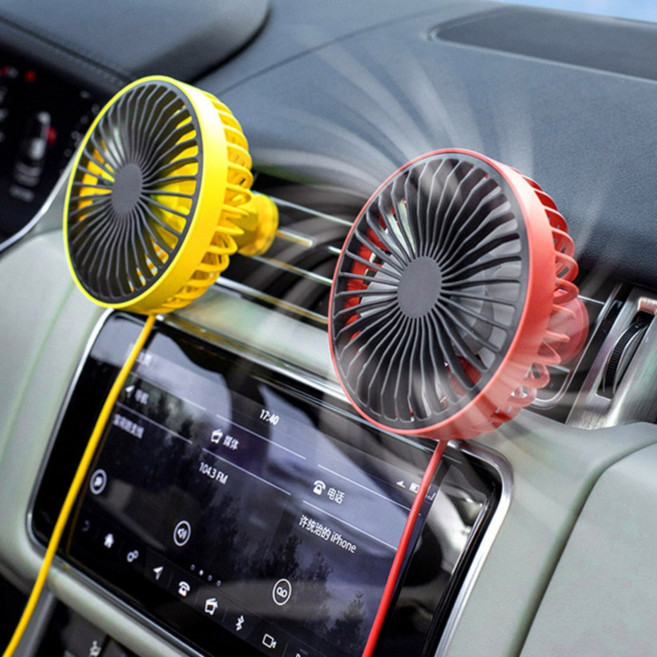 4색 1개 USB 차량 에어컨 송풍구 선풍기 LED 차량용 USB 선풍기 환풍기 자동차, 차량용 송풍구 선풍기, 옐로우, 차량용 송풍구 선풍기_옐로우