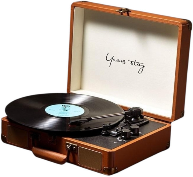 이스턴 블루투스 스피커 턴테이블 10와트 휴대용 LP플레이어 복고감성 축음기, 브라운, RE-1