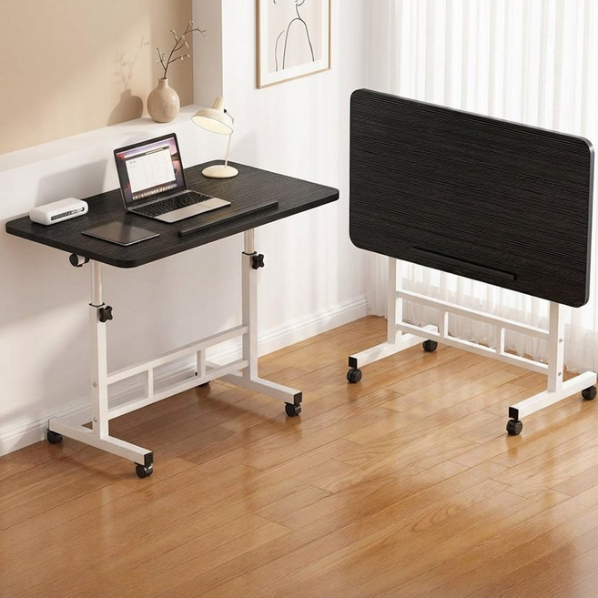 라온프리 각도조절 접이식 이동식 사이드테이블, 블랙