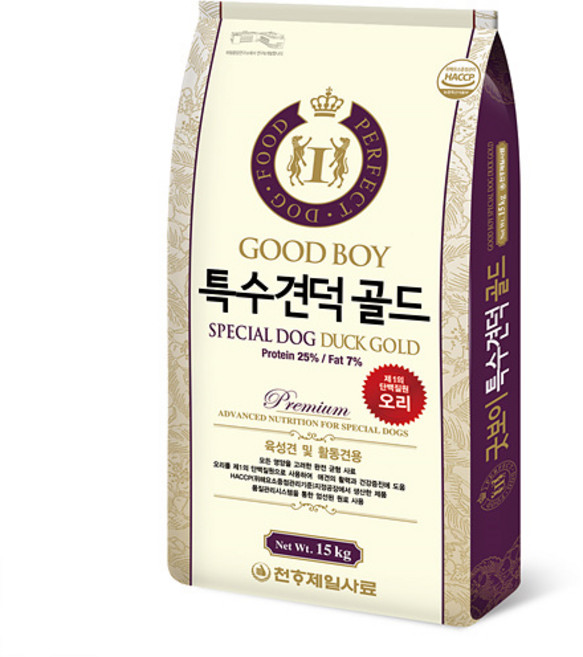 천하제일사료 일반사료 특수견덕골드 15kg, 1개, 오리