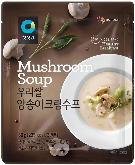 청정원 우리쌀 양송이 크림수프, 60g, 1개