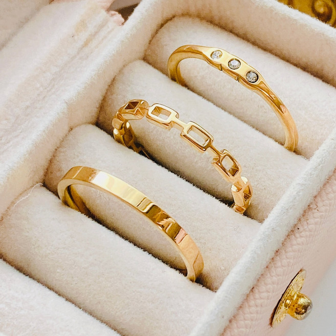 3개 모두드려요! [써지컬스틸] 트리플 스퀘어 체인 베이직 세트 반지